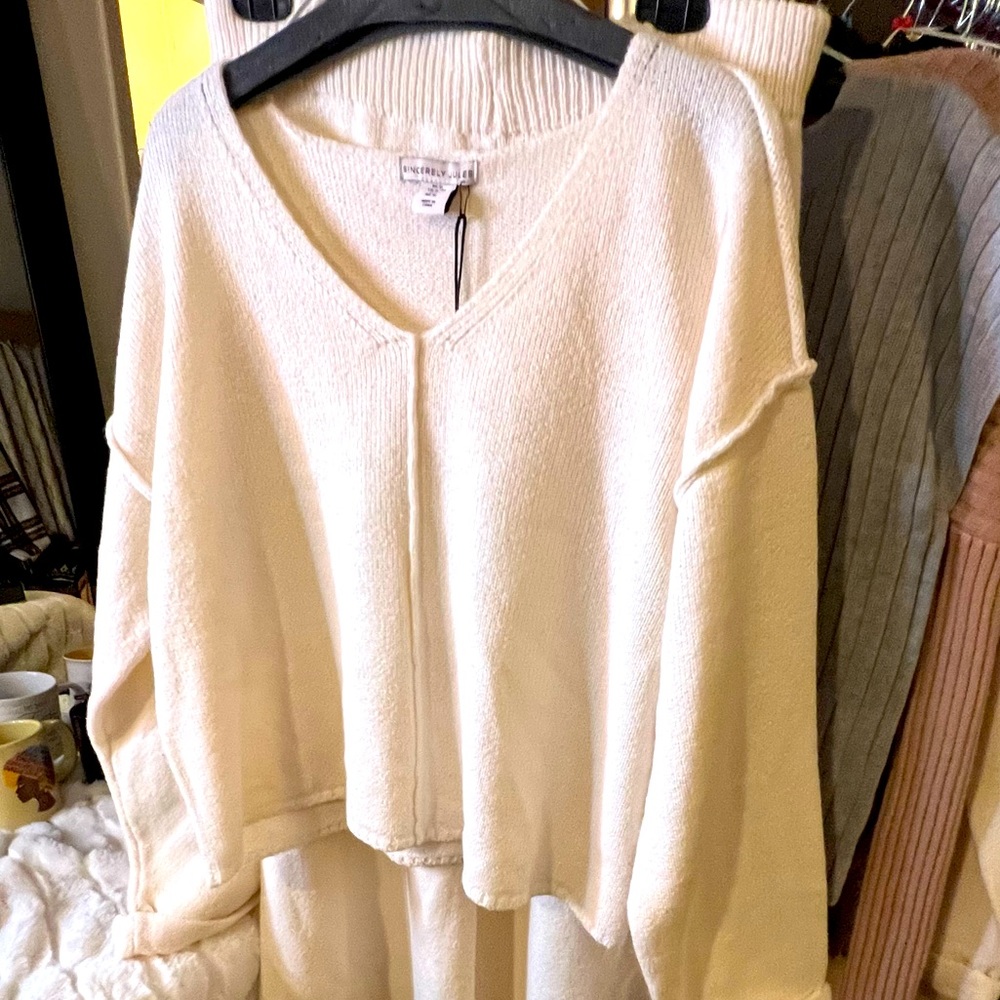 Kimberly Jules Box Sleeve Kimono Scoop Neck Sweater Top & Wide Leg Pant Set NWT